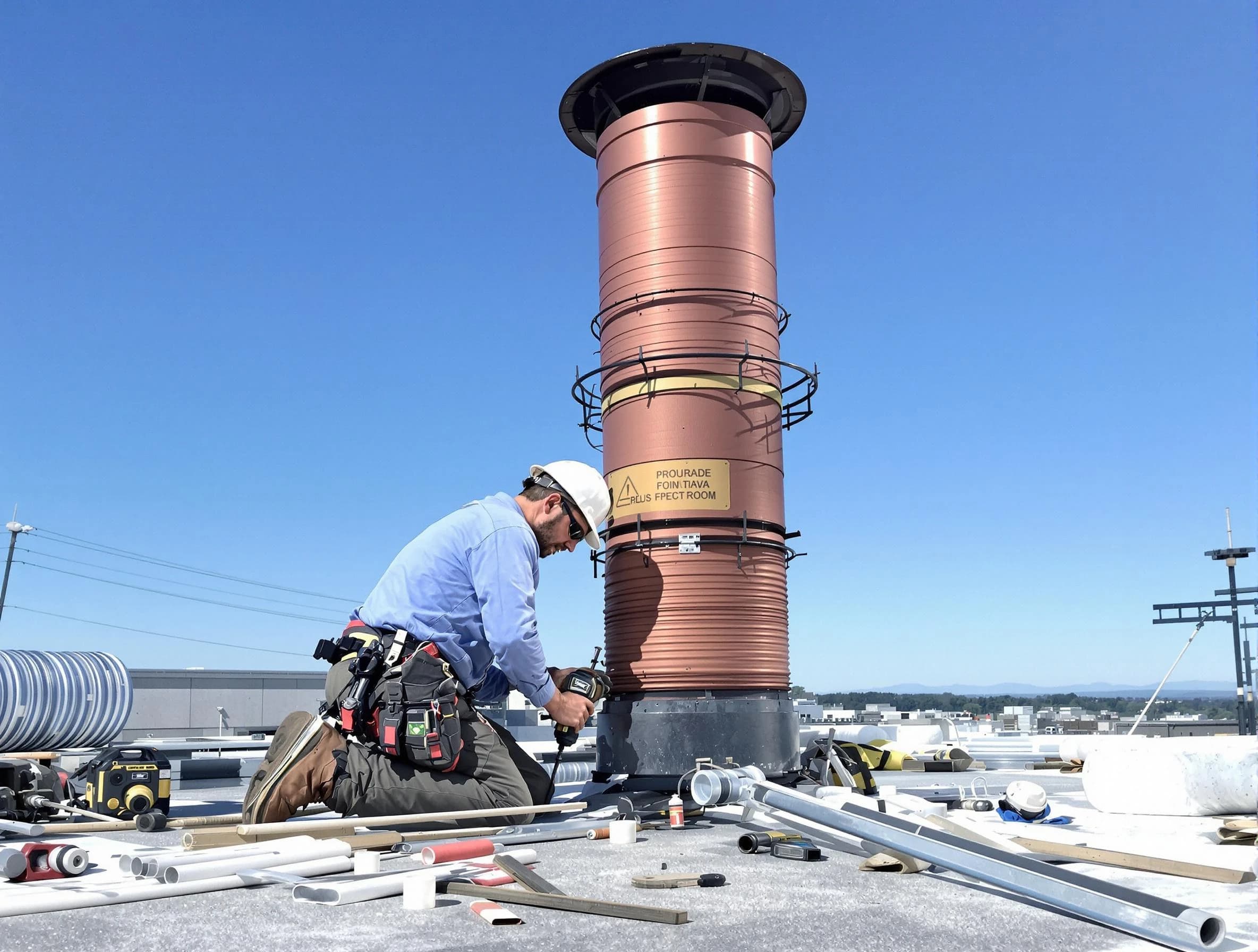 Installed chimney liner by Peabody Chimney Sweep in Peabody, MA