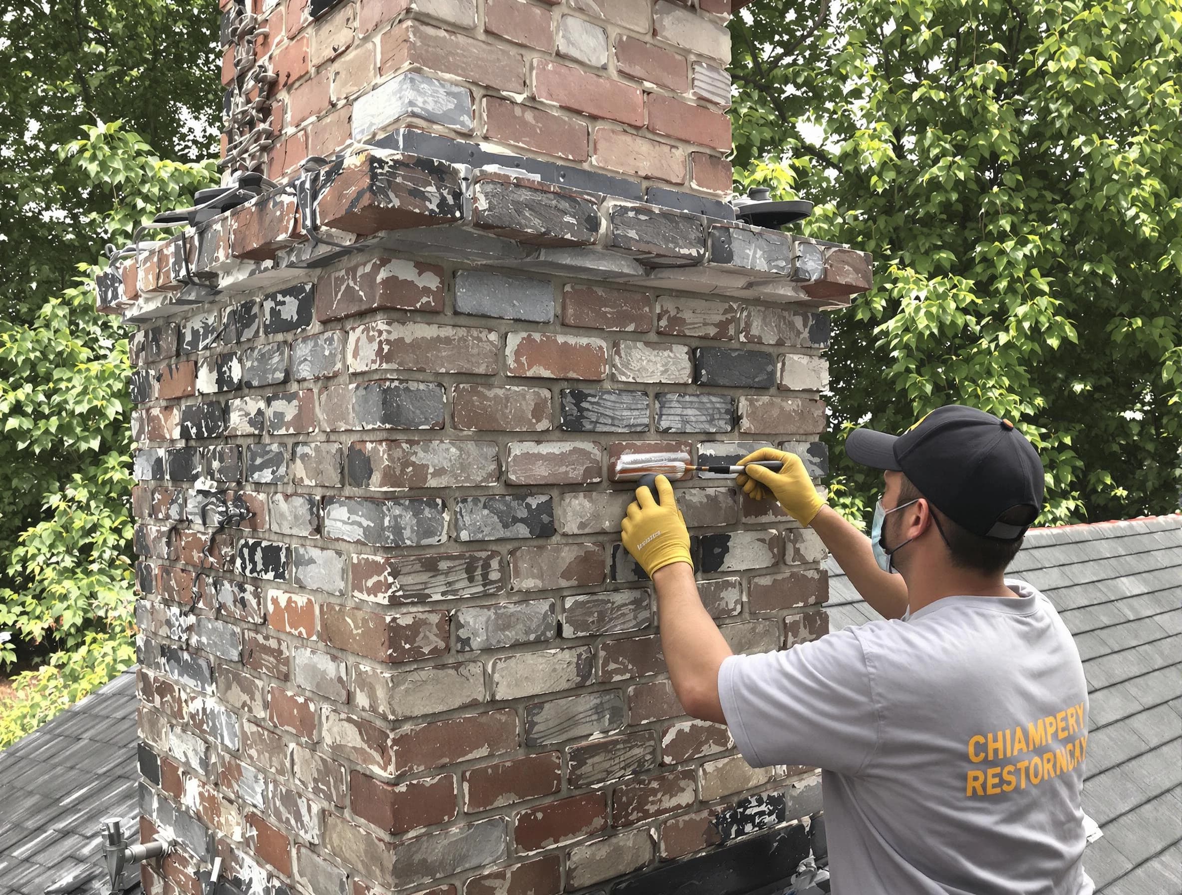 In-progress chimney restoration by Peabody Chimney Sweep in Peabody, MA
