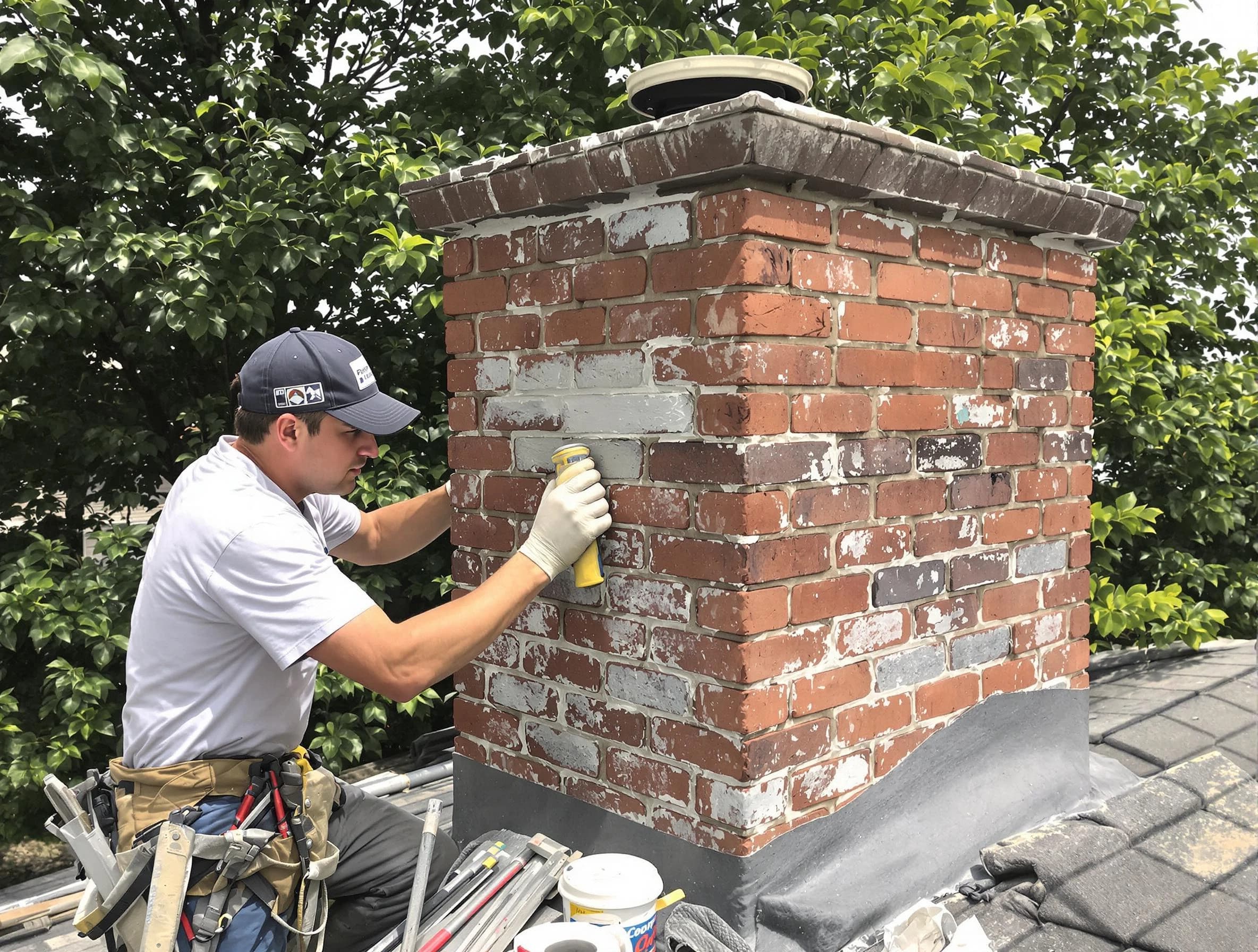 Peabody Chimney Sweep restoring an aging chimney in Peabody, MA