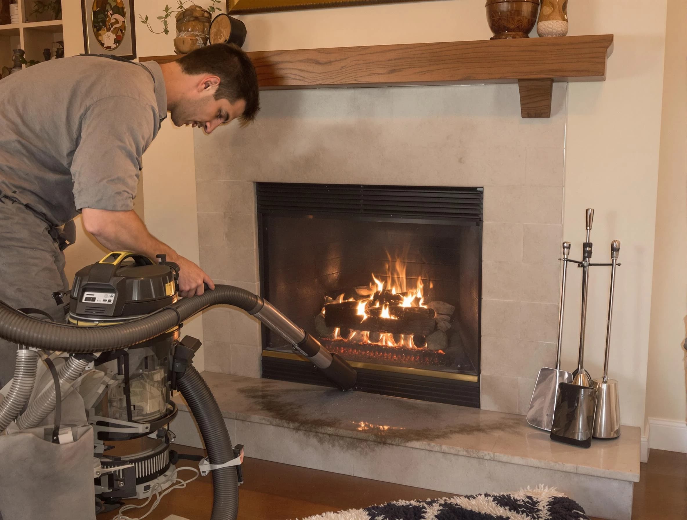 Routine fireplace upkeep by Peabody Chimney Sweep in Peabody, MA