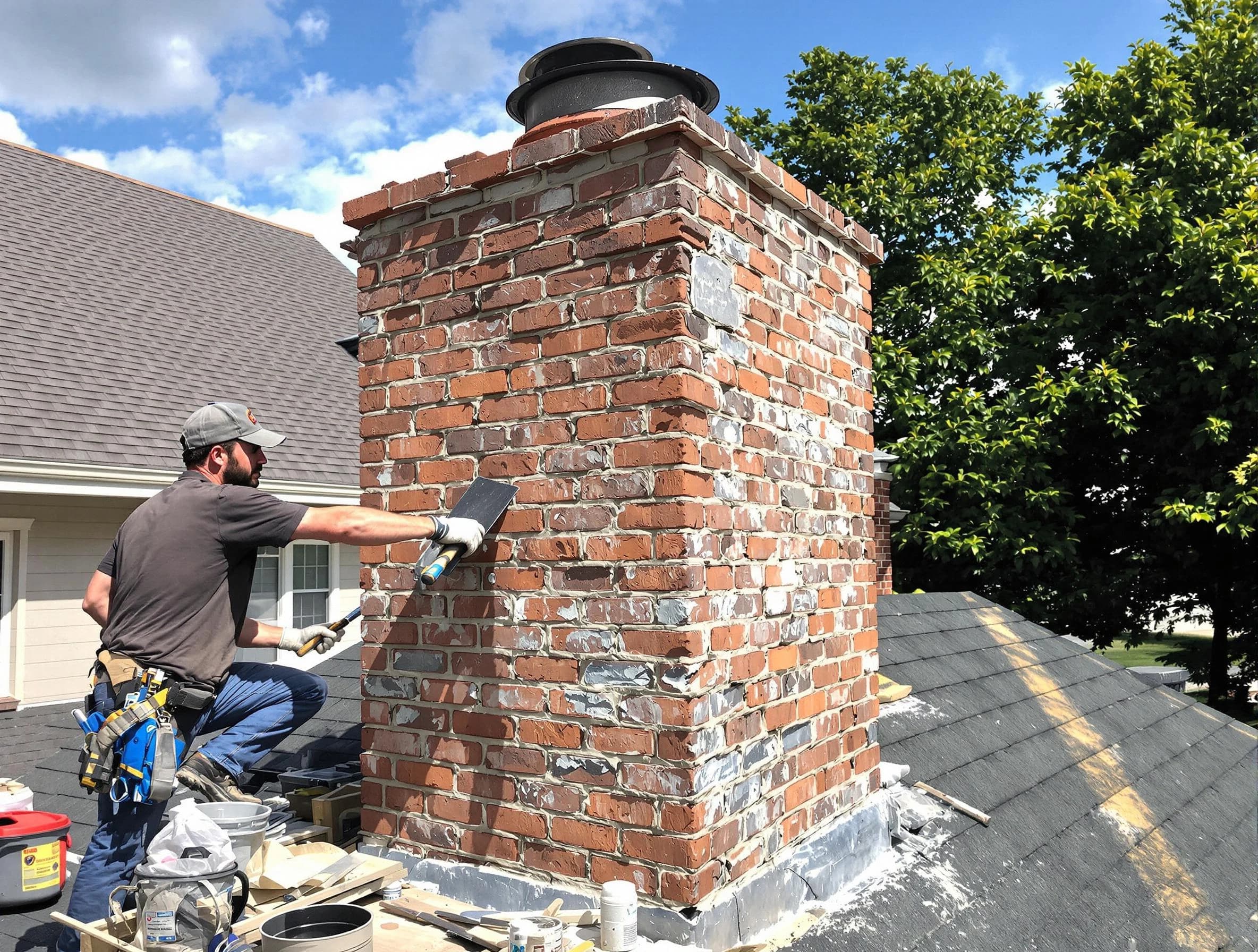 Completed chimney rebuild by Peabody Chimney Sweep in Peabody, MA