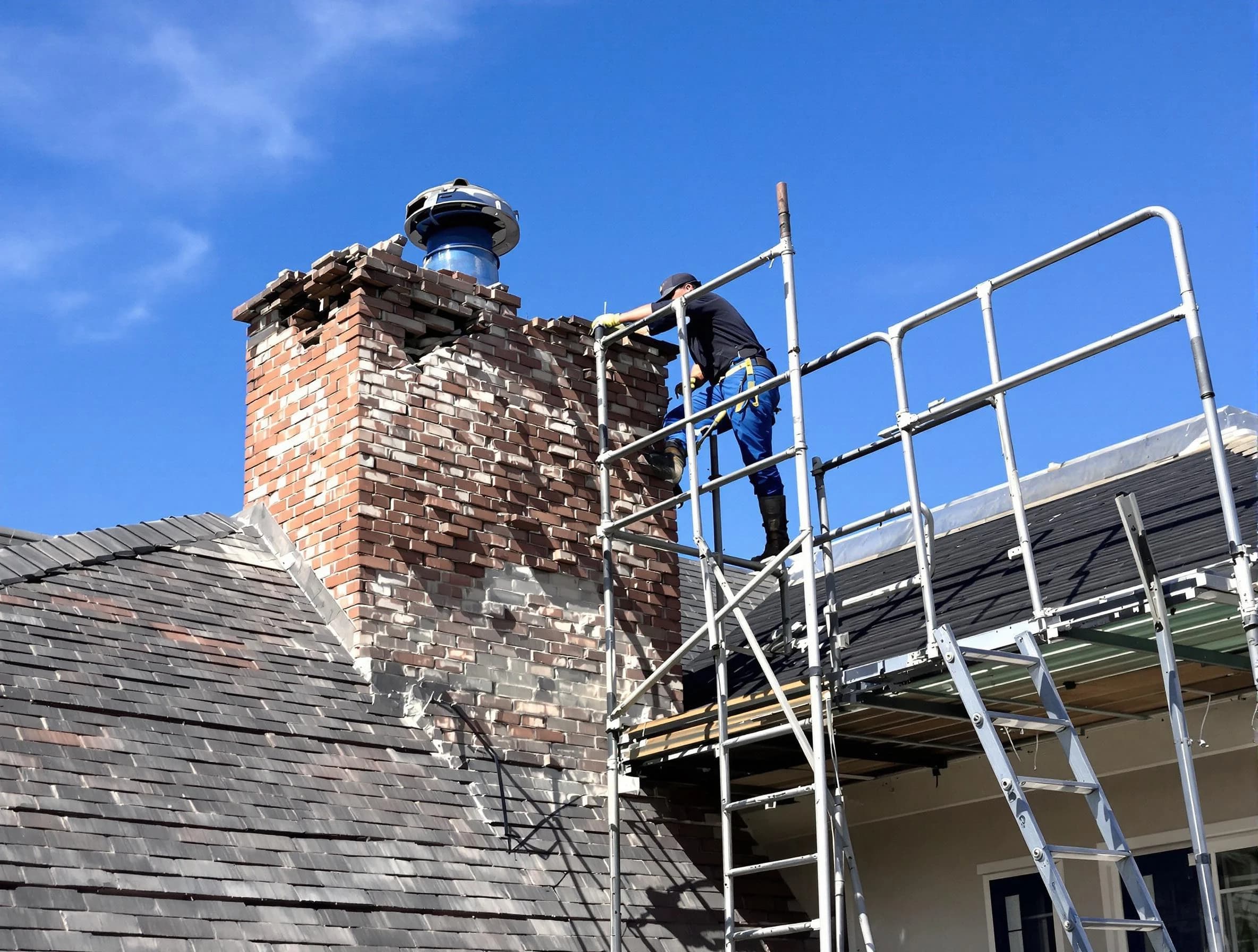 Rebuilding a chimney structure by Peabody Chimney Sweep in Peabody, MA
