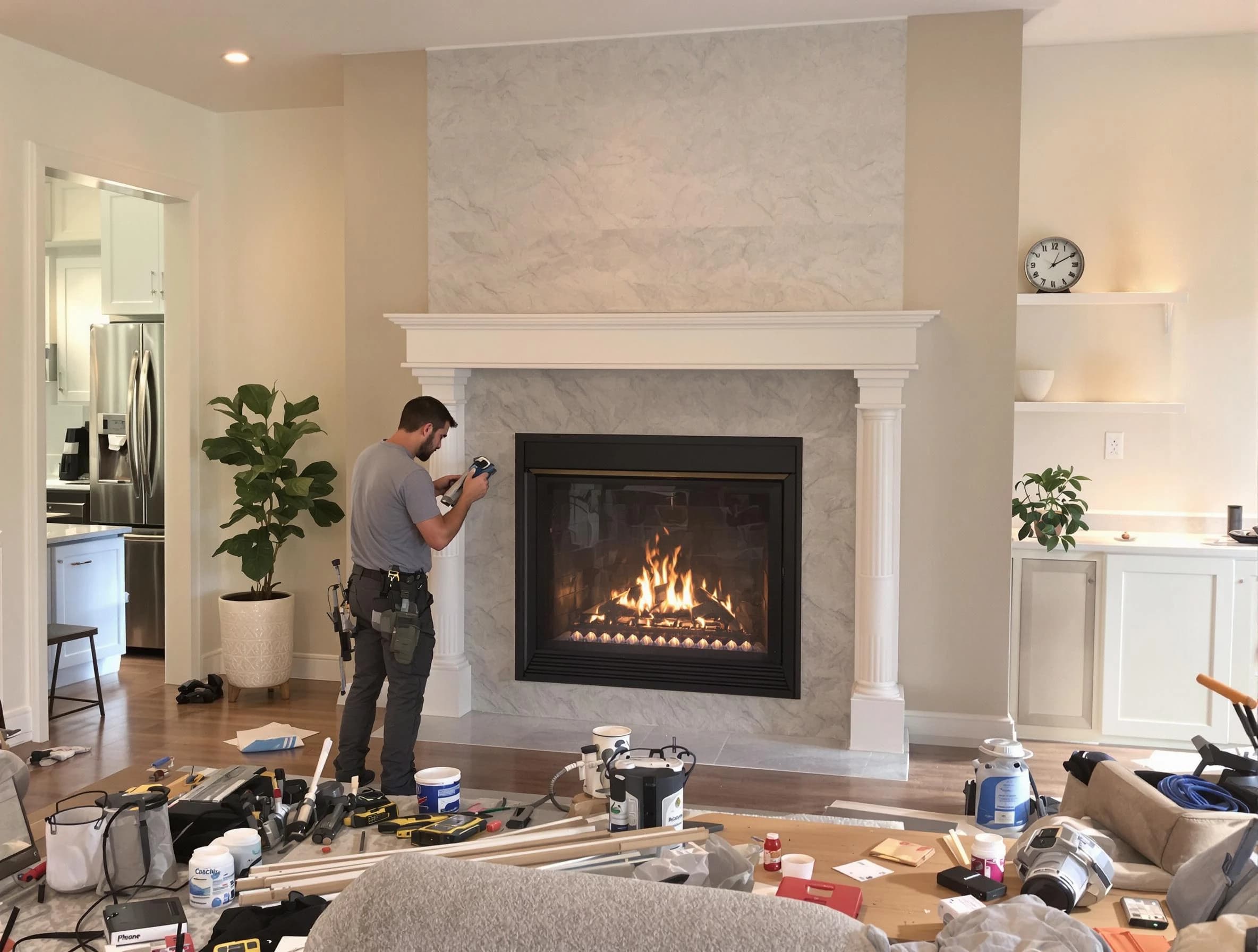Newly installed fireplace by Peabody Chimney Sweep in Peabody, MA
