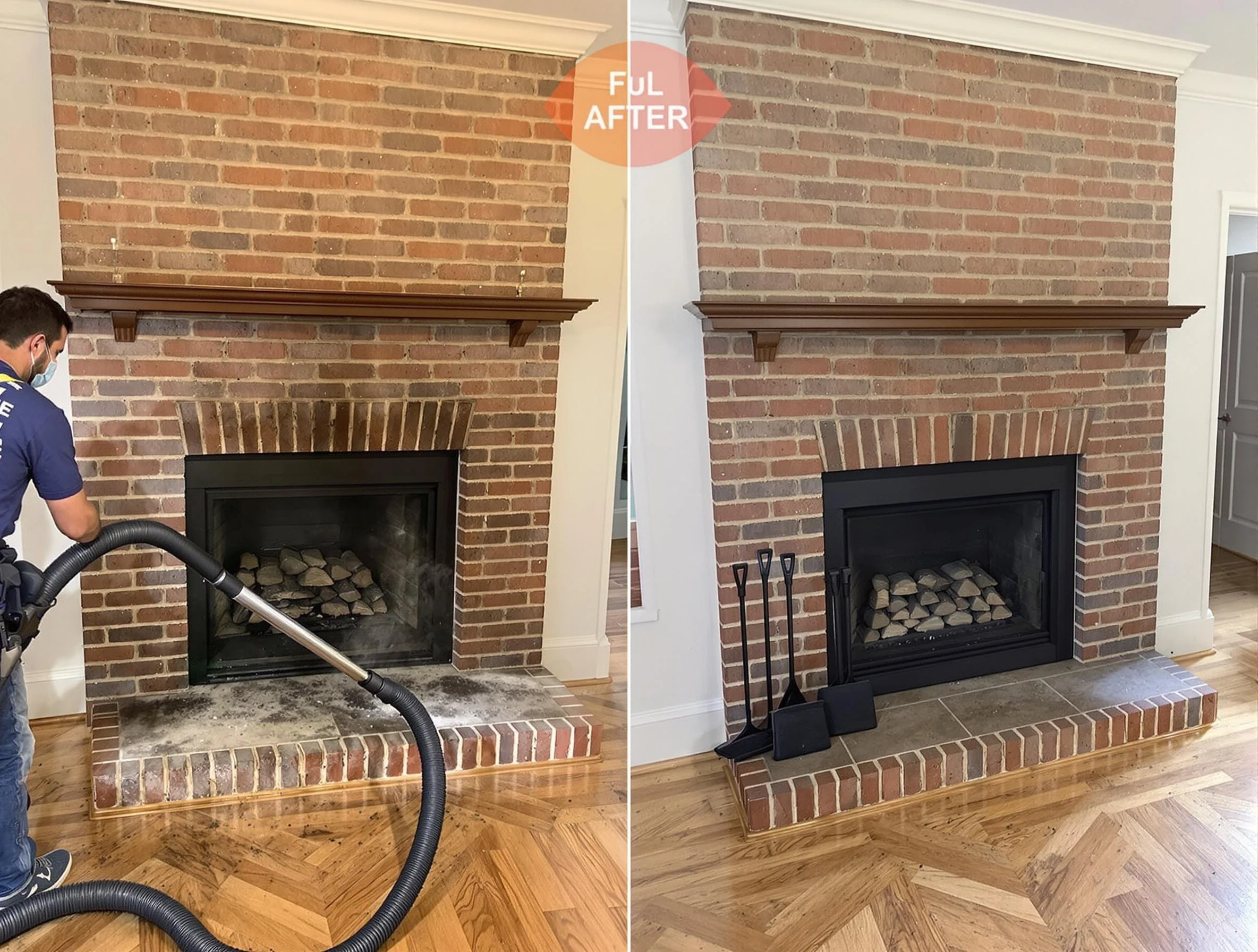 Peabody Chimney Sweep carefully sanitizing a fireplace in Peabody, MA